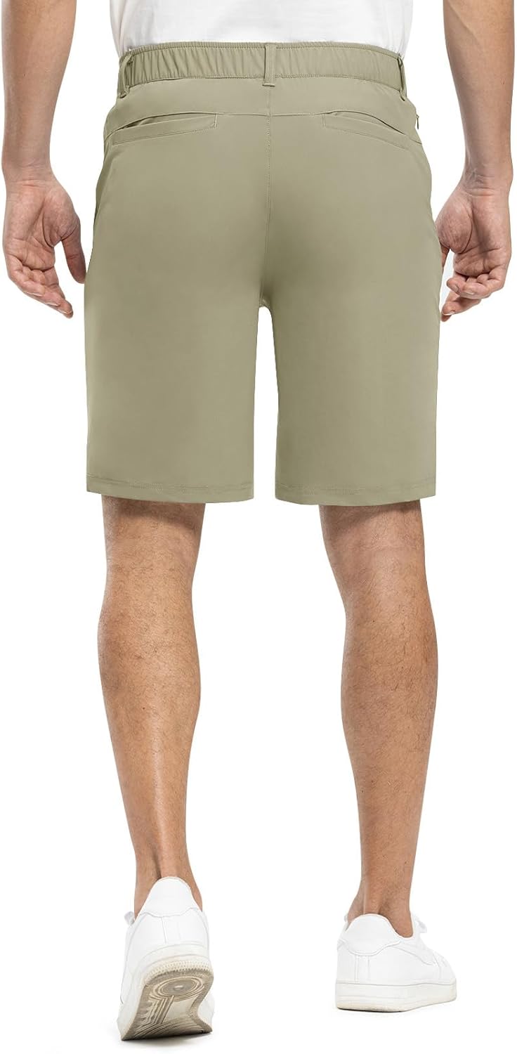 Rdruko Men's Golf Shorts Stretch Dry Fit 9" Lightweight Casual Dress Shorts with Zipper Pockets