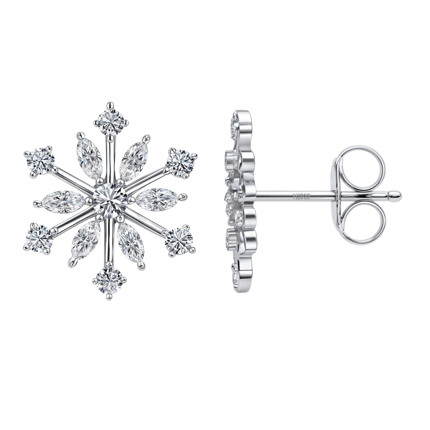 HighSpark 925 Silver Classic Snowflake Solitaire Stud Earrings | 92.5 Sterling Silver and Diamond like Brilliance Sparkling Zirconia | Lovely Gift - Classic Snowflake (B0DFYSWK76) Amazon Price History, Amazon Price Tracker