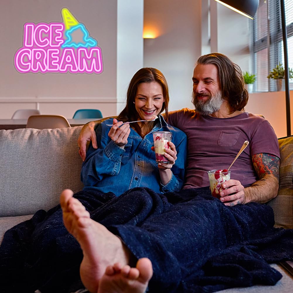 Ice Cream Insegne al Neon Luce Neon a LED Insegne luminose Gelato Alimentata Tramite USB con Interruttore Decorazione di bar, vetrine, negozi, luci al neon