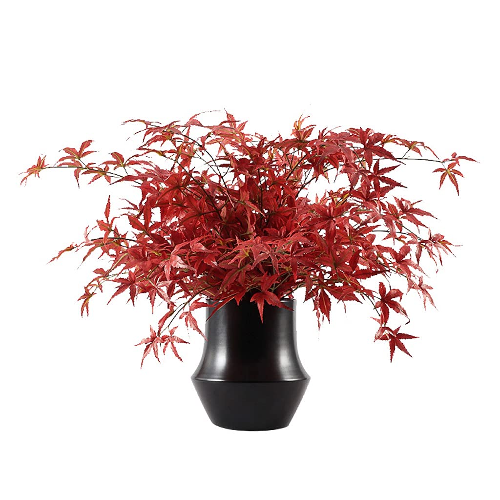 IUokLU Simulation Tree Artificial Maple Leaf Bonsai Realistic Red Maple Ceramic Flower Pot Fake Plant Decoration for Living Room Office and Study Artificial Bonsai Tree