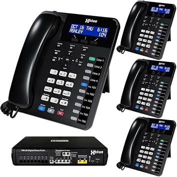XBLUE X16 Plus Small Office Phone System with 4 XD10 Phones - Capacity is 6 Outside Lines & 16 Phones - No Internet Required - Includes Auto Attendant, Voicemail, Caller ID & Handsfree Paging