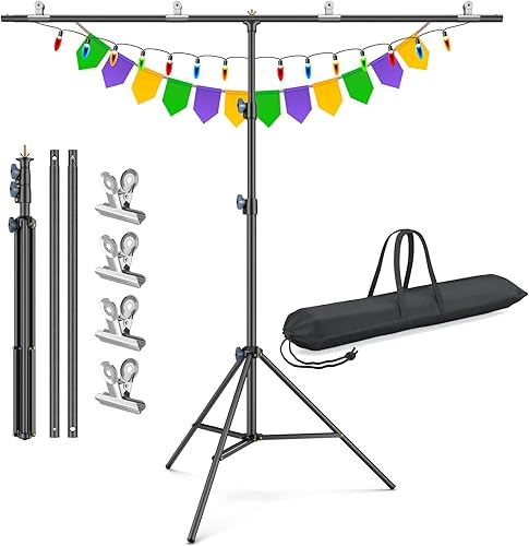 LINCO Lincostore Zenith Portable T-Shape Background Backdrop Stand Kit 5x6.7ft - 5ft Wide (Fixed) and 6.7ft High (Adjustable)- Lightweight Only 4