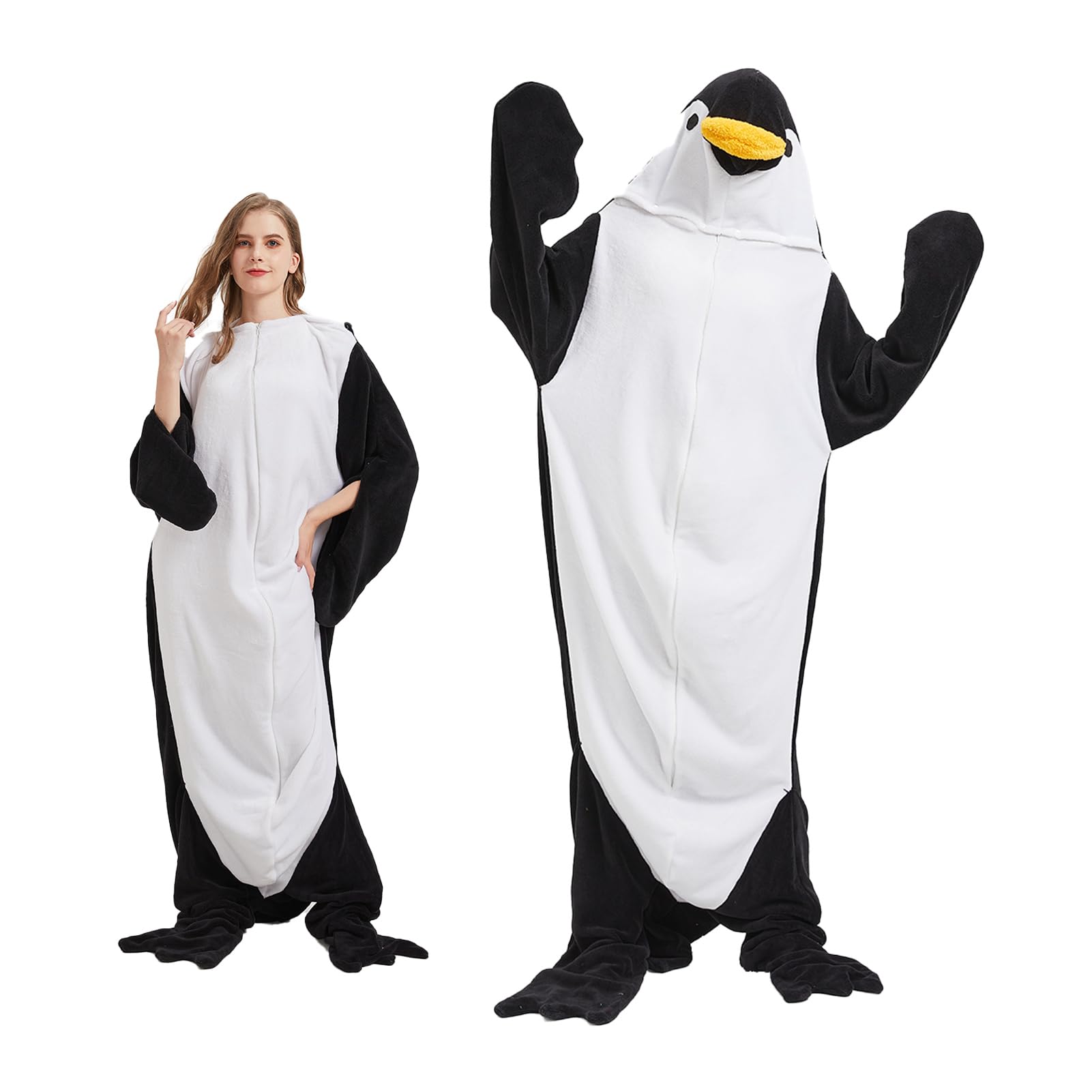 Pigiama a Tutina con Animale Adulto Unisex,Coperta da Notte indossabile con Pinguino Coccodrillo/squalo,Tutina con Animali dei Cartoni,Costumi di Halloween Interi Pigiami da Festa