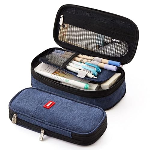 Arnuixty Large Storage Pencil Case Pen Bag With Zipper Big Capacity Pouch Organizer For Office Travel Holder Box(Dark Navy) #TOP4