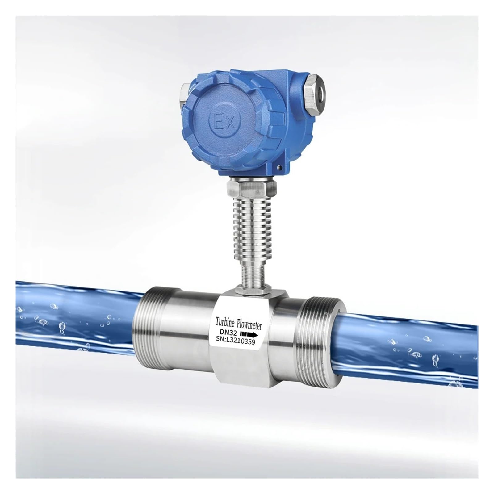 Caudalímetro en Espiral y caudalímetro de líquido for Agua del Grifo Sensor de caudal Caudalímetro de Acero Inoxidable(DN50)