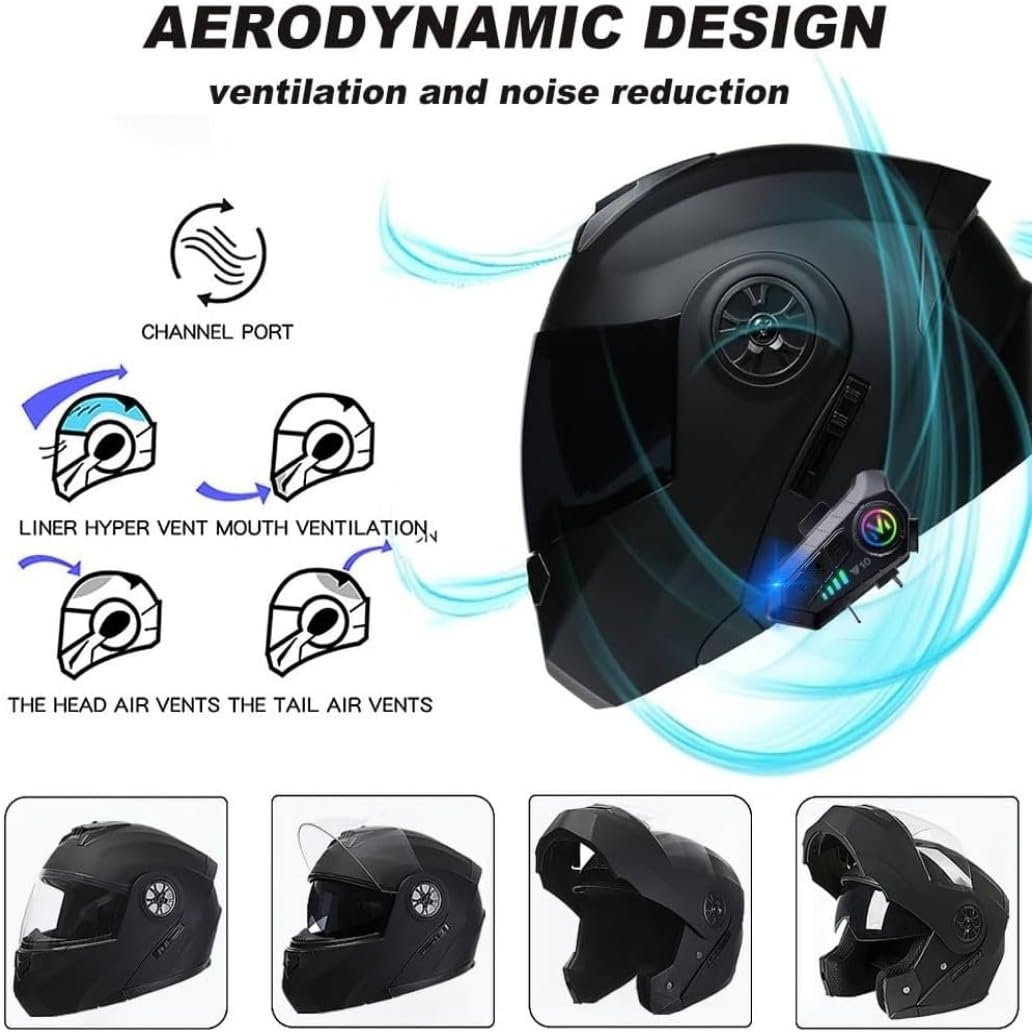 Casco Moto Modular con Bluetooth Integrado, ECE Homologado Casco Integrales Flip Up Moto Jet Scooter, Guantes y Máscara Gratis