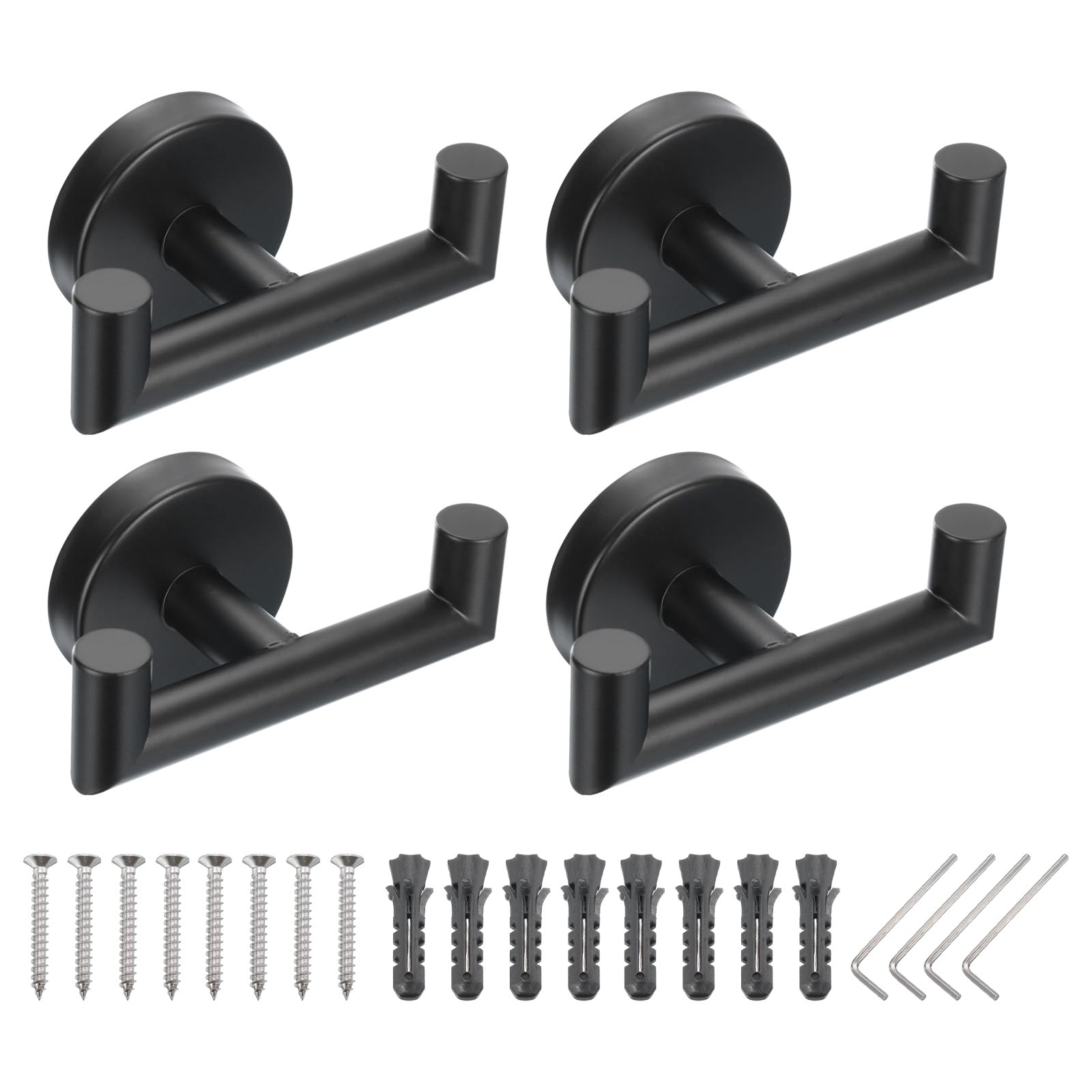 PATIKIL Double Towel Hook, 4Pack Stainless Steel Wall Mounted Hanger Round Towel Holder for Hanging Bathroom Bedroom