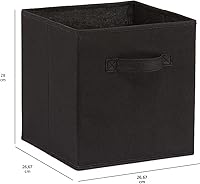 Vista 4 de Yaxa Basics, Organizador de almacenamiento de tela plegable en forma de cubo con asas, resistente, negro, 10.5-x-10.5-x-11 pulgadas, paquete de 6