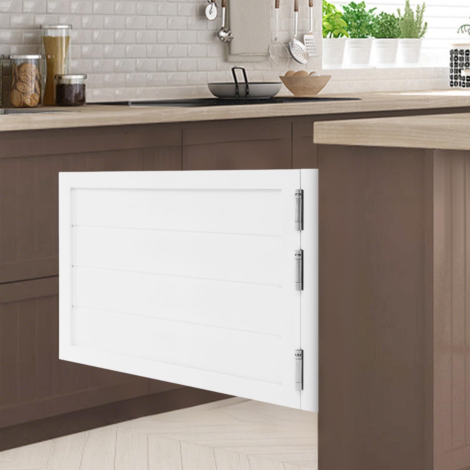 Porte battante - En bois - 90 x 60 cm - Avec portes battantes à fermeture automatique - Pour café, bar, cuisine - Blanc