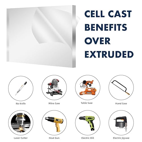 Miniatura 4 de Hojas de plexiglás de 18 x 24 pulgadas, láminas acrílicas transparentes  plexiglás de 18 pulgadas de grosor para protección, estantes de