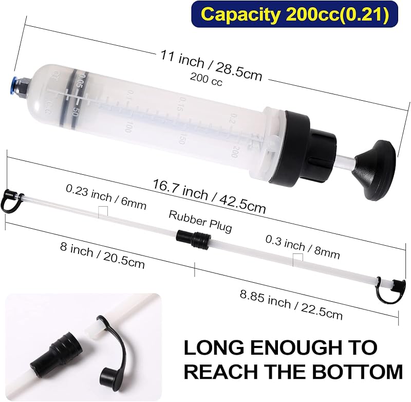 LEMOTO 200ml Olajszívó Fecskendő - Kézi Folyadék Szivattyú Fékfolyadékhoz, Motorolajhoz, Hűtőfolyadékhoz - Autó Olajleszívó Pumpa - 200cc-1