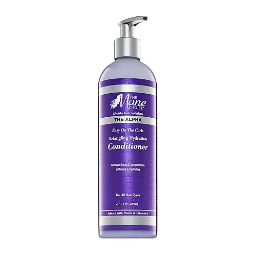 The Mane Choice The Alpha Easy On The Curls - Acondicionador de hidratación para cabello rizado, acondicionador desenredante nutritivo enriquecido