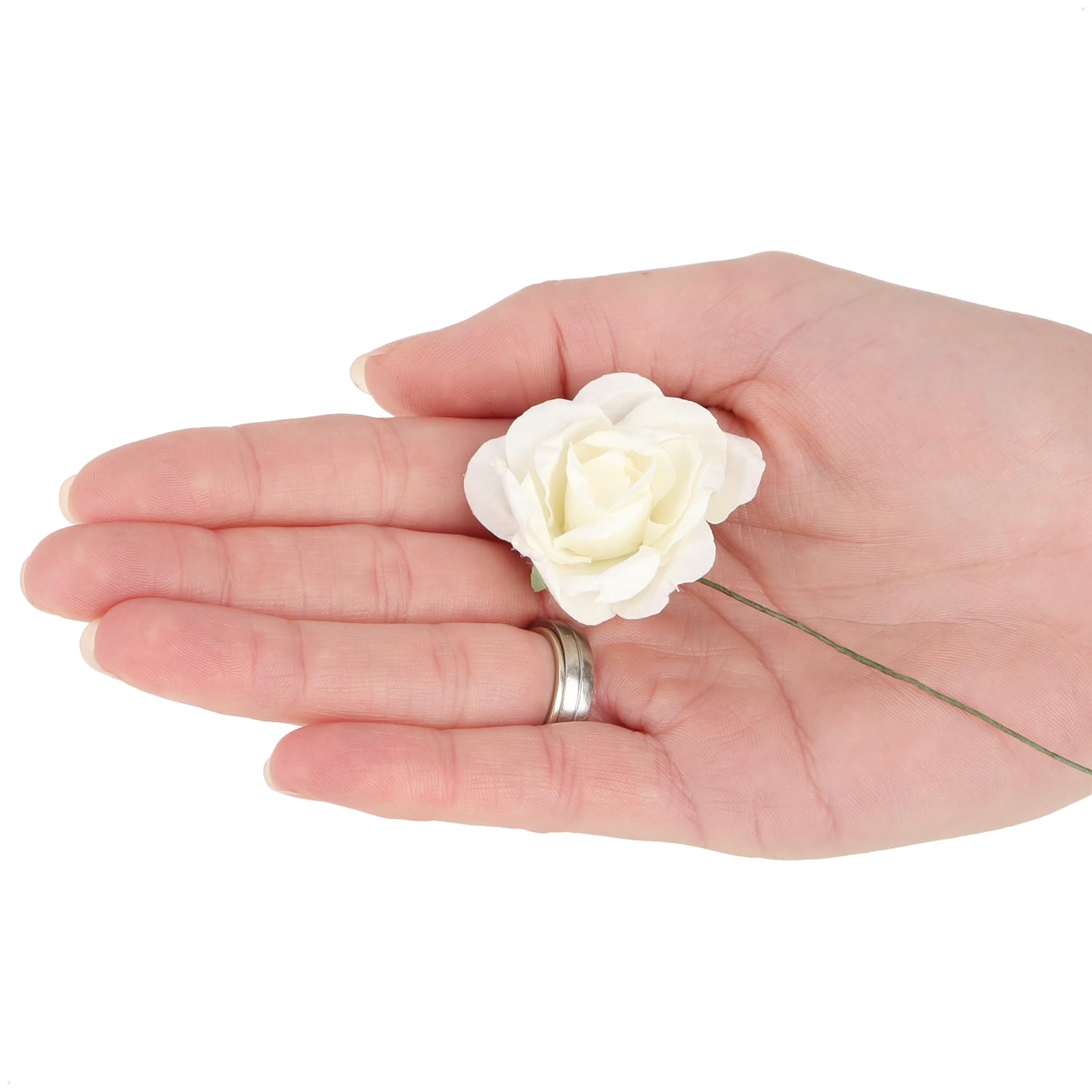 com-four® 300x Papierblumen, 50x Bouquetzweige Bündel mit je 6 Blüten | weiße Deko Blumen - Papier Rosen zum Basteln - für Kränze - Tischdeko - Hochzeit - Geschenkdeko