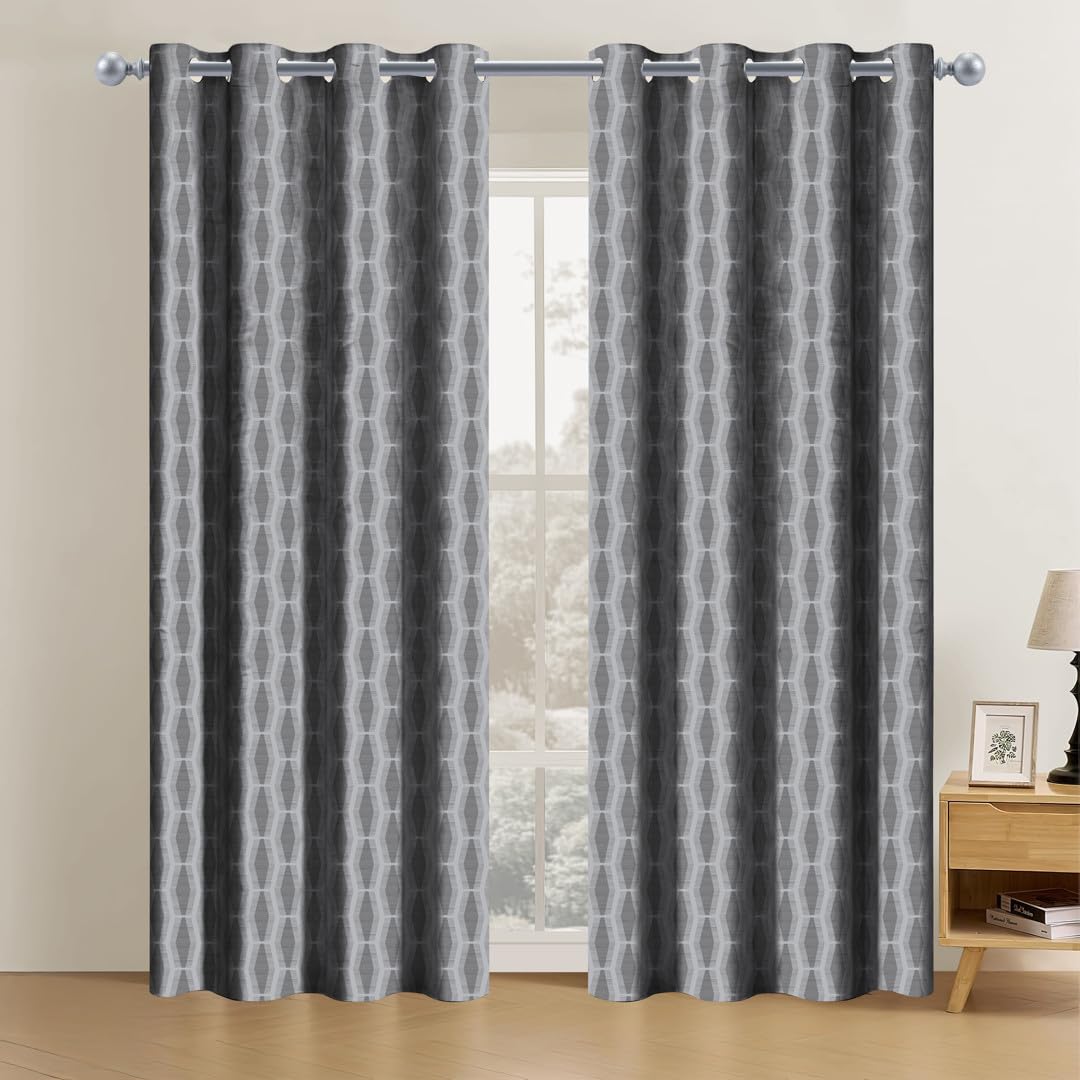 HomeBrew 100% Blackout Printed Premium Door Curtains 7 Feet Long Set of 2, Noise Reducing Blackout Parda 7 Feet with Grommet for Home Decor (7x4 Feet)-image-16