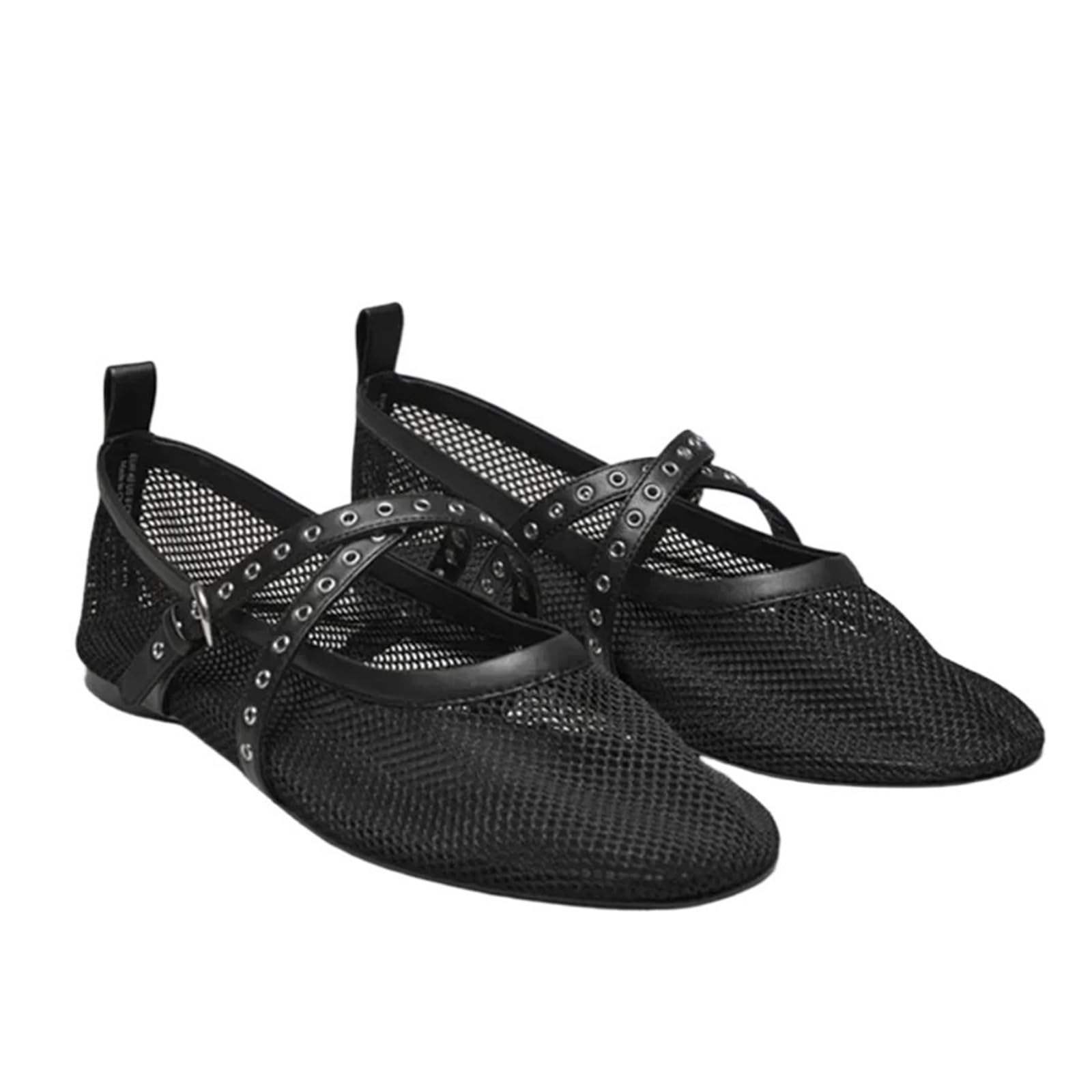 Mesh-Ballerinas Damenmode Leder Schnalle Riemen Hohl Sommer Leicht Komfort Strand Sandalen Für Damen