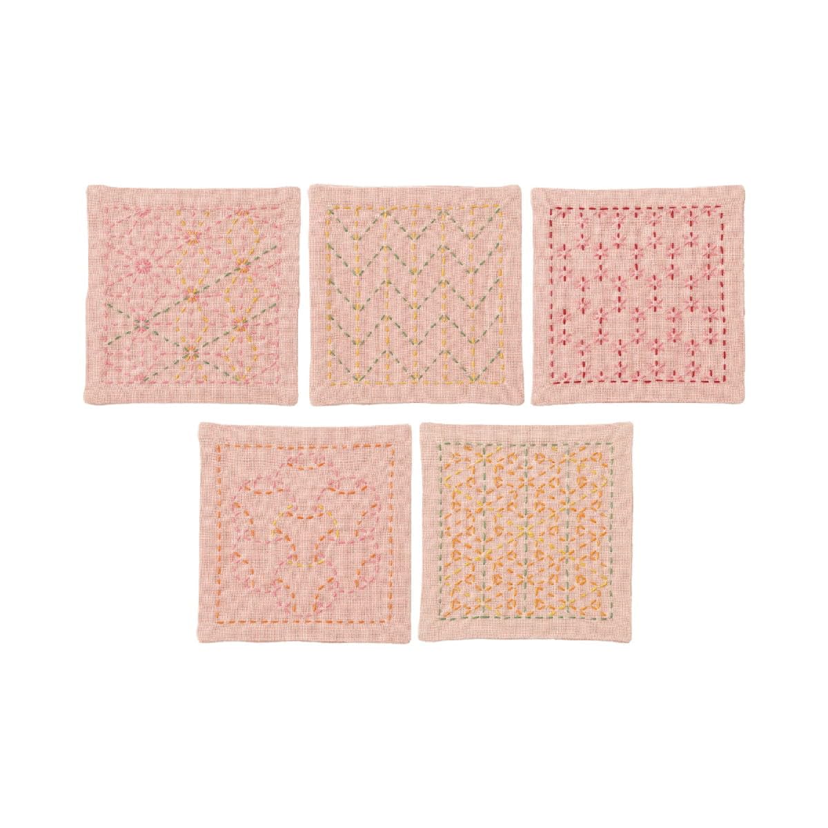 Olympus Thread Sashiko Embroidery Kit Coasters Set of 5 Printed Fabric