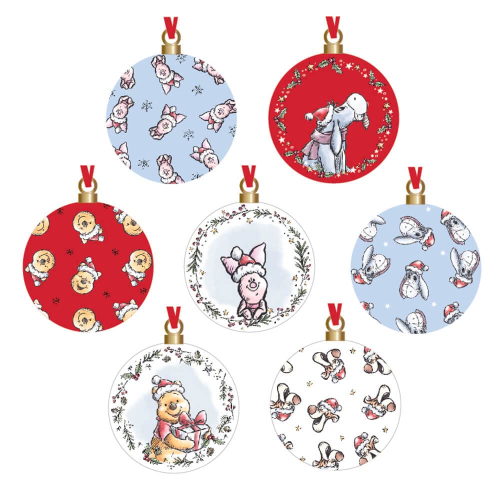 Disney Winnie The Pooh & Friends Set of 7 Christmas Baubles Gift Boxed