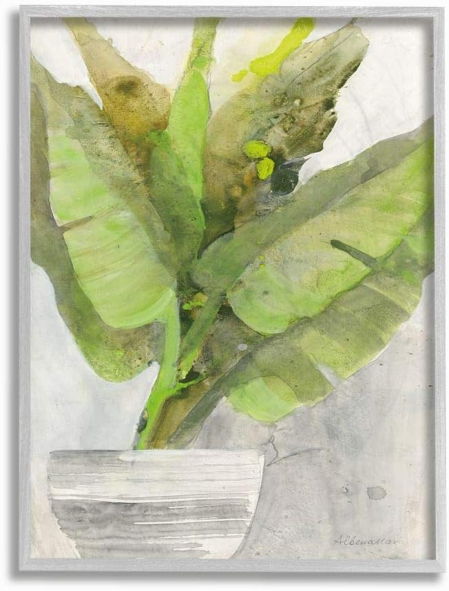 Stupell Industries Large Green Leaf Plant Home Indoor Watercolor