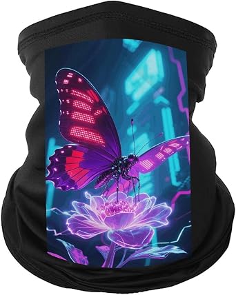 LED Butterfly Neck Gaiter Face Mask Ski Mask Cold Weather Balaclava Winter Face Cover Scarf for Women Men