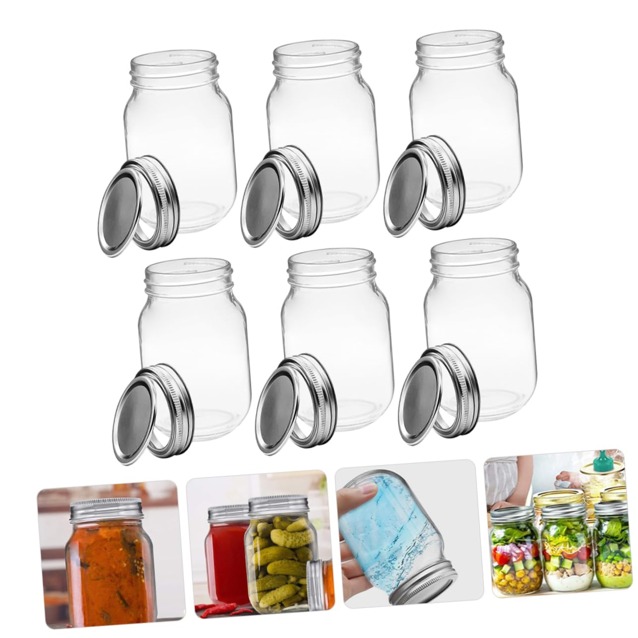 Alipis 6 Stück-pack Weithals Einmachgläser aus Glas mit Luftdichtem Deckel Wiederverwendbare 500ml Vorratsdosen für Lebensmittel im Haushalt und Restaurant