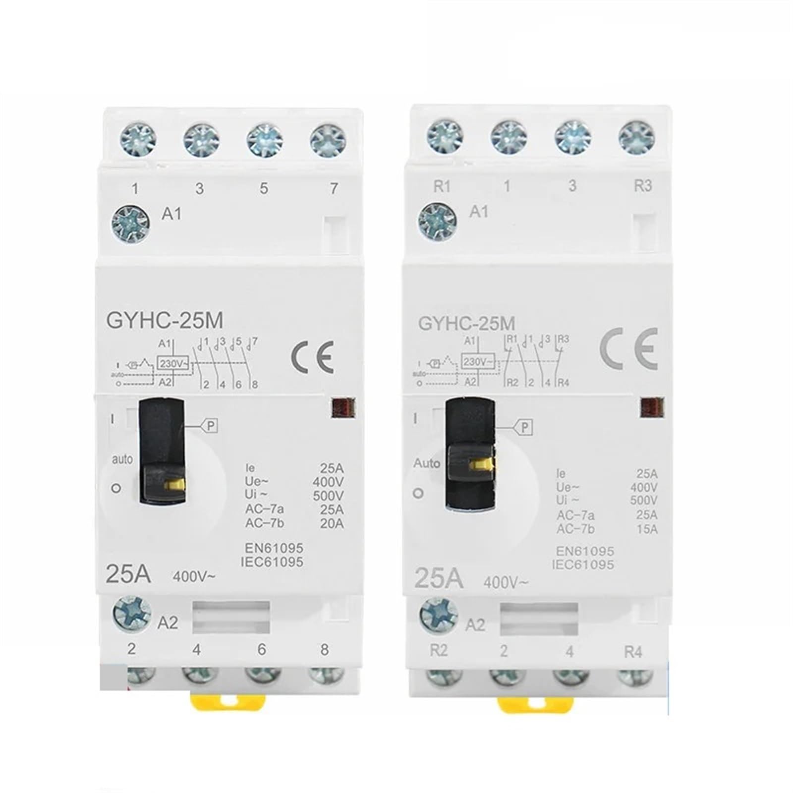 Contacteur modulaire 4P 25A 4NO 220V 230V 50/60HZ pour tableau électrique