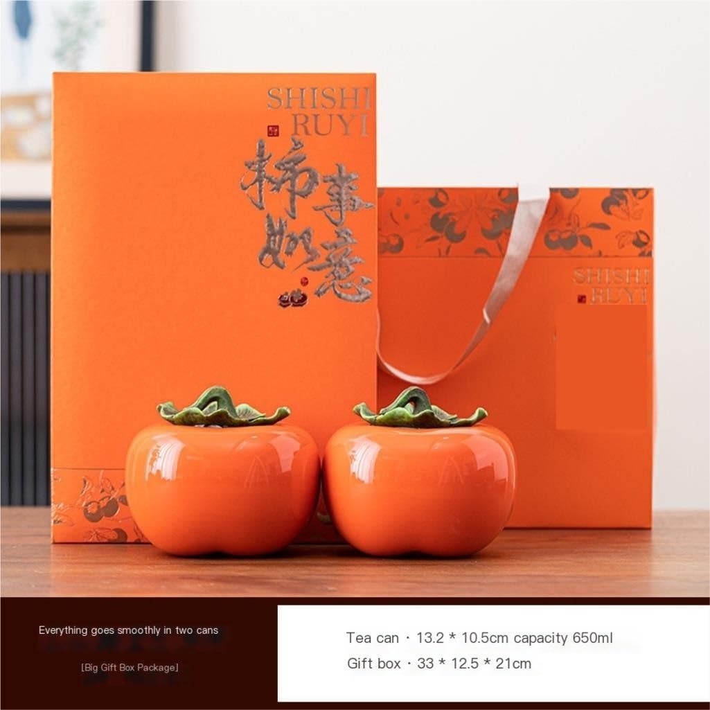 Pojemnik na cukier luzem pojemnik do przechowywania herbaty słoik ceramiczny kreatywny cukierki Persimmon Cukierki Zapieczętowany słoik Chińska herbata Pudełko na prezent Pojemnik na herbatę (duża