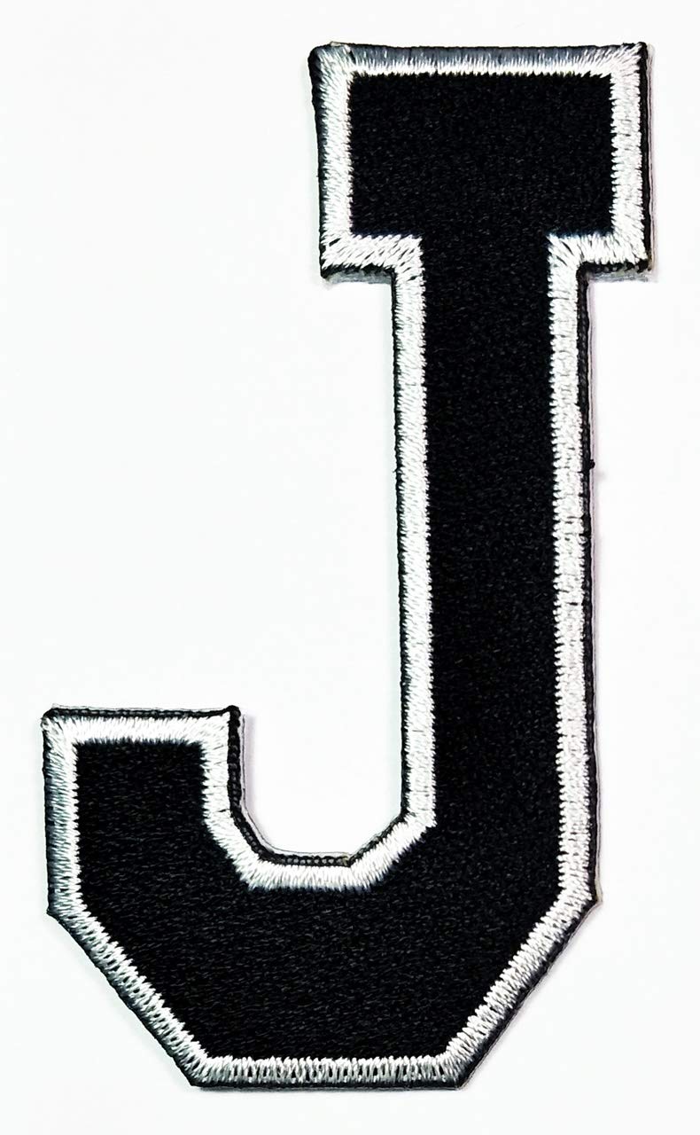 Buy Black Letters 3 inches Patch Letter J Patch English Alphabet AZ