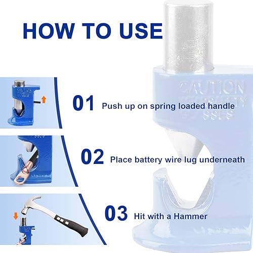 Miniatura 5 de Herramienta de prensado de martillo de batería para cables y terminales de 12 AWG a 20 AWG, herramienta de prensado de martillo para batería de