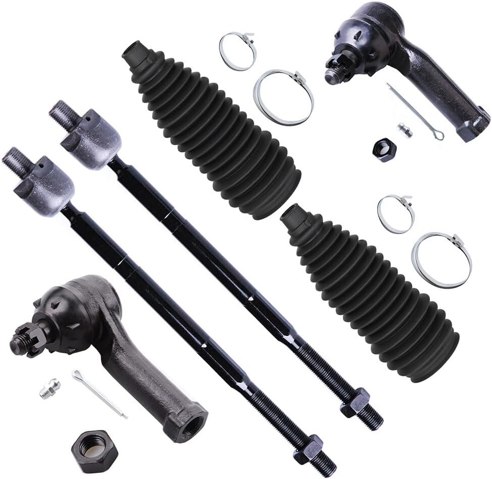 SCITOO 6pcs Front Outer Inner Tie Rod End w/Boot for 1999-2006 for Volkswagen for Golf 2007-2010 for Volkswagen for Golf City 1999-2005 for Volkswagen for Jetta 1998-2010 for Volkswagen Type-1