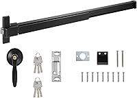 IRONWALLS 41" Black Stainless Steel Panic Exit Push Bar with Exterior Lever for 41-53" Commercial Doors