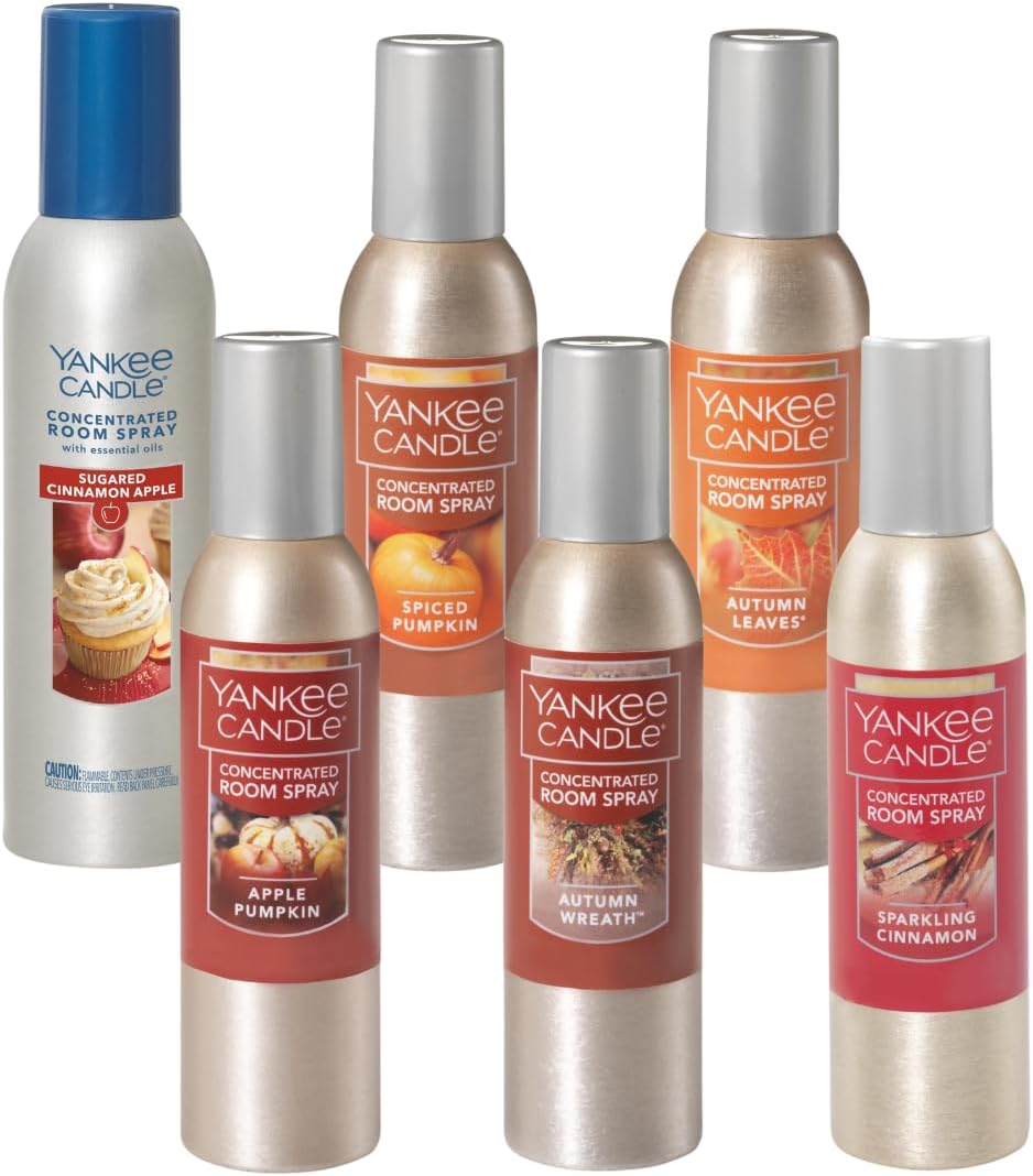 Yankee Candle Concentrated Room Spray Air Freshener, Instant Home Fragrance, Odor Eliminating Spray, Strong Scent, Room Freshener for Home and Bathroom, Autumn Ambiance (Variety Pack)