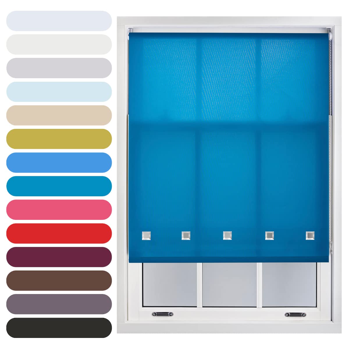 Furnished Daylight Roller Blind With Square EyeletsTrimmable Teal60Cm X 165Cm from B&Q
