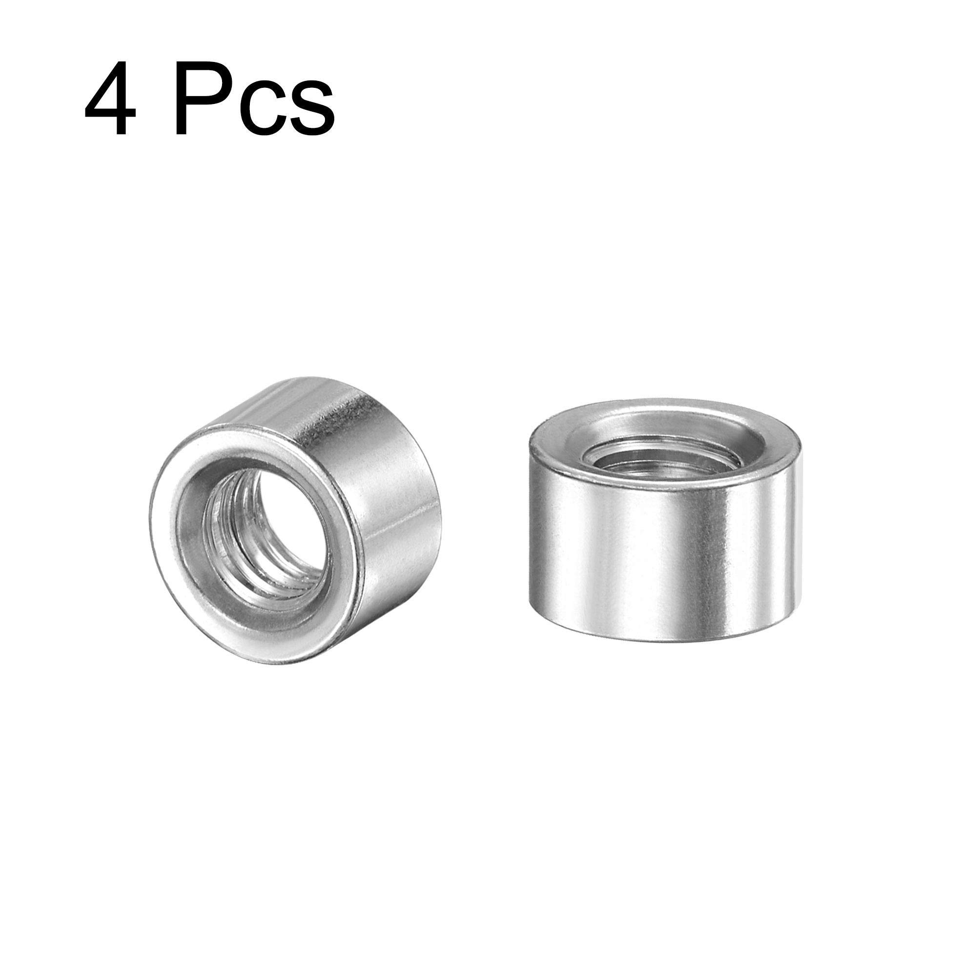 sourcing map Lot de 4 écrous ronds à souder, M6 x 10 mm x 6 mm, filetage femelle – Insert en acier inoxydable 201 soudables