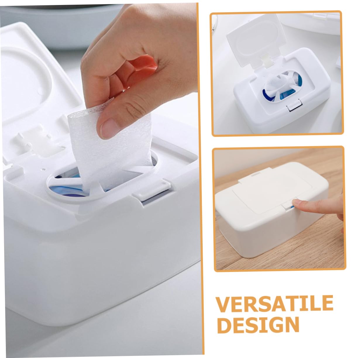 LABRIMP Dispensador Portátil de Toallitas Húmedas Fácil de Limpiar y Ligero Blanco de Plástico Pp 4 Unidades en Diseño Simple para Dormitorio y Coche