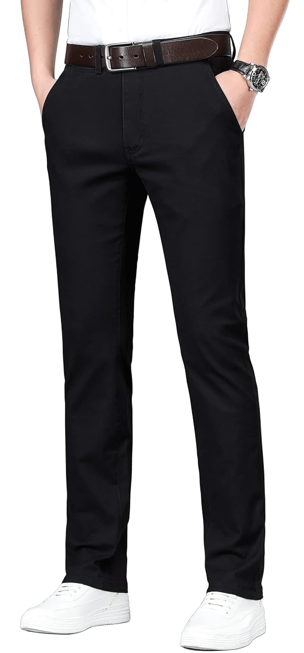 ESSYSHE Men’s Chinos Pants Casual Khaki Slim Fit Pants Stretch Tapered Slacks 011Black A32X28 by ESSYSHE - Used condition - US$21.60