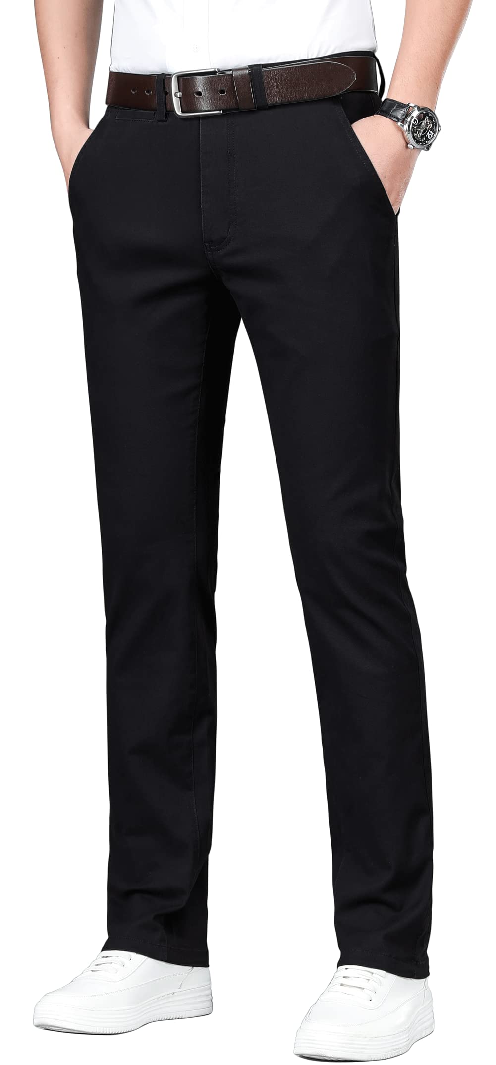 ESSYSHE Men’s Chinos Pants Casual Khaki Slim Fit Pants Stretch Tapered Slacks