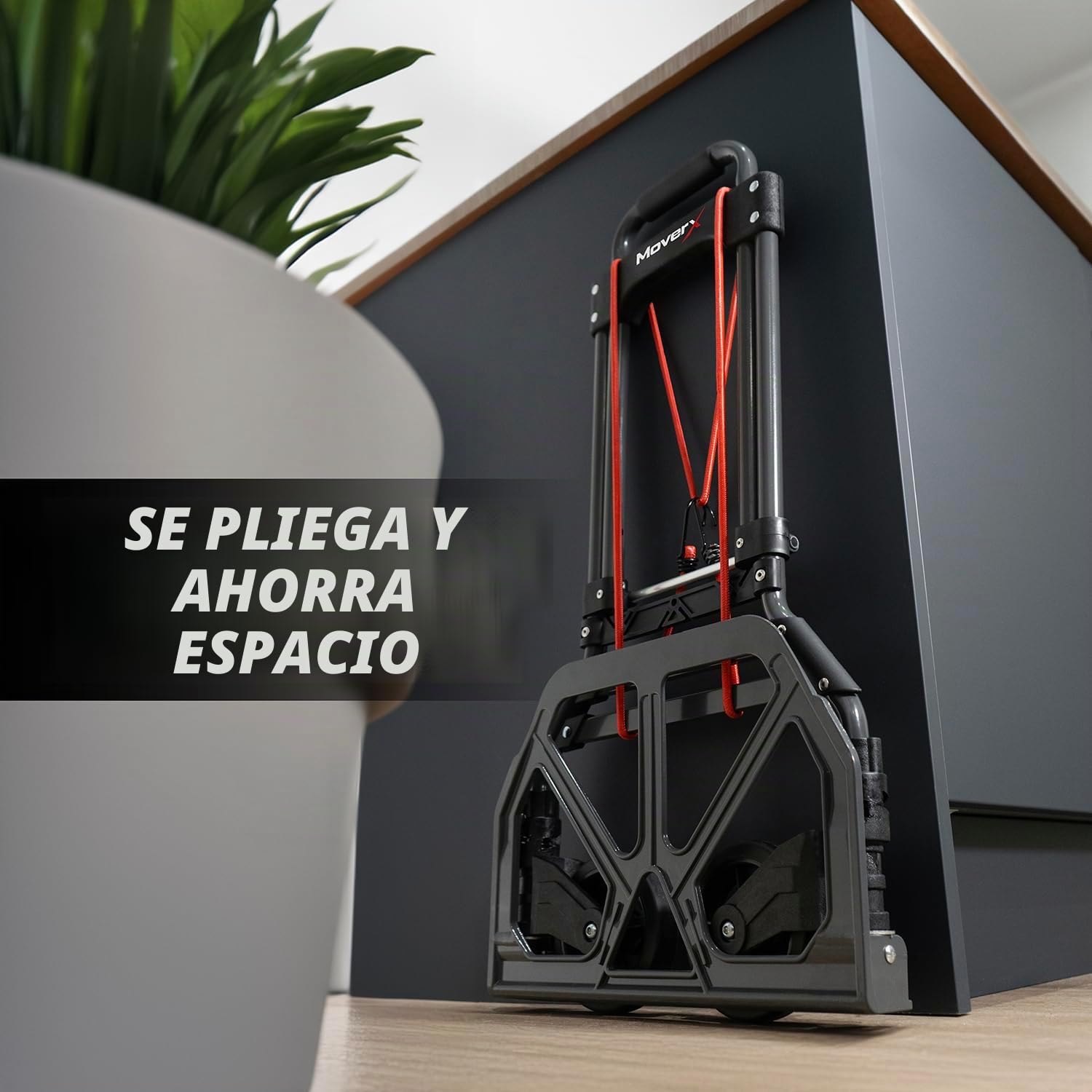 MoverX Carretilla de mano plegable de aluminio, Traspaleta Manual, Soporte con Ruedas, Carro de Mano Resistente, Carrito de Transporte Multiusos, 85 kg