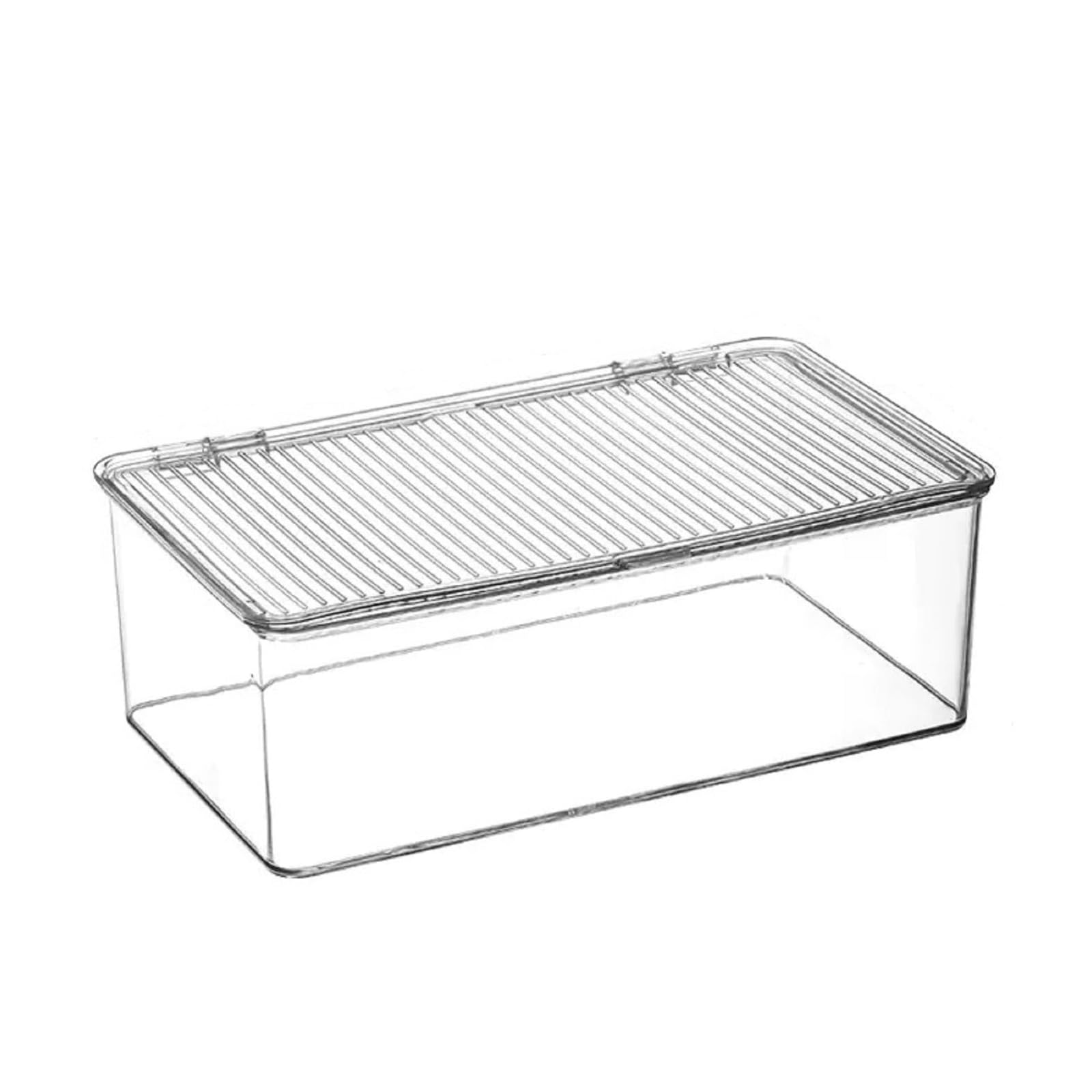 Woedpez Multipurpose Sturdy PET Stackable Bin with Lid for Bathroom Closet Garage Storage Solution Space Saving Cabinet Storage Box
