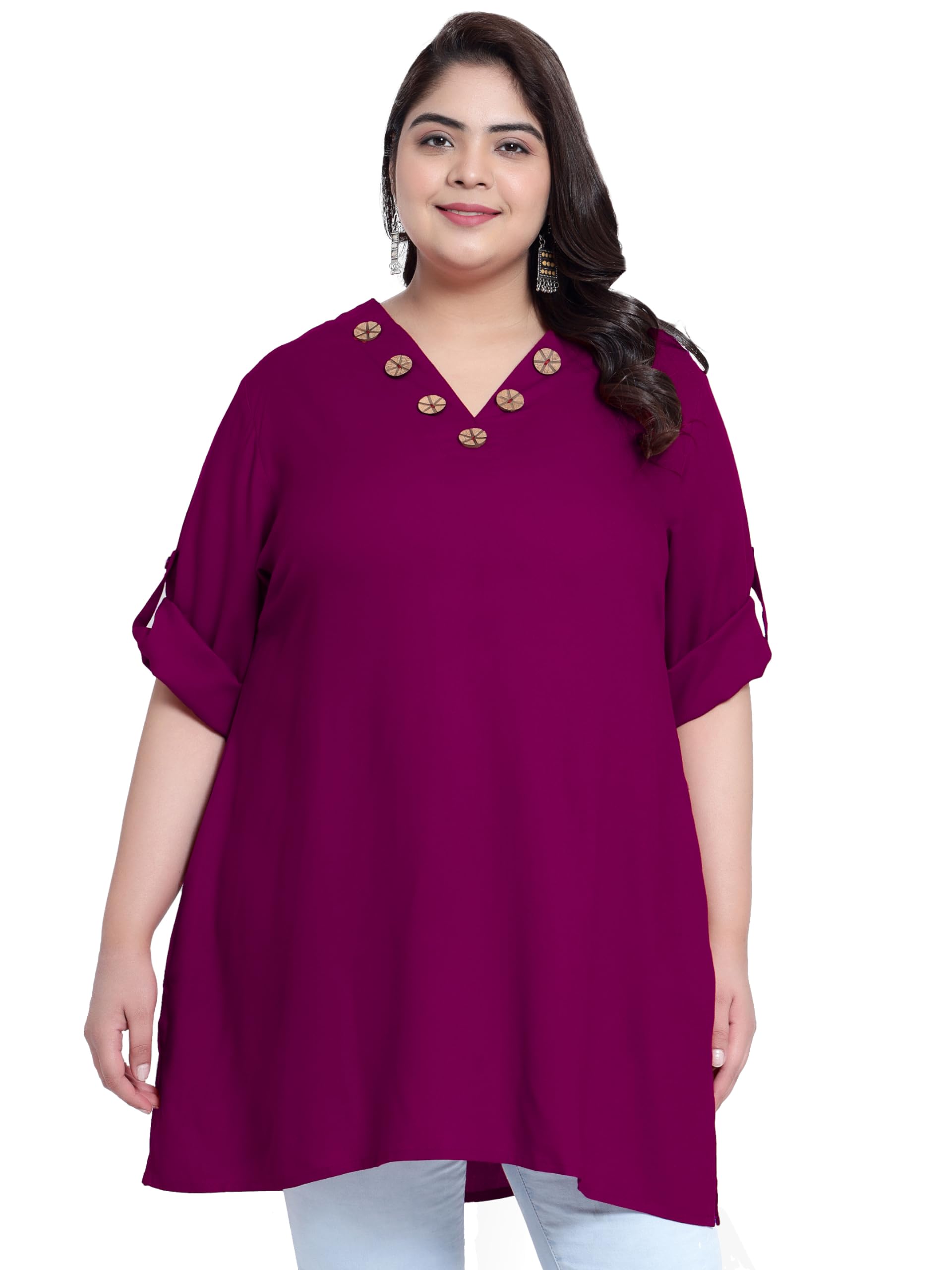 Women's Plus Size Casual Longline Tunic Tops (2XL to 7XL)