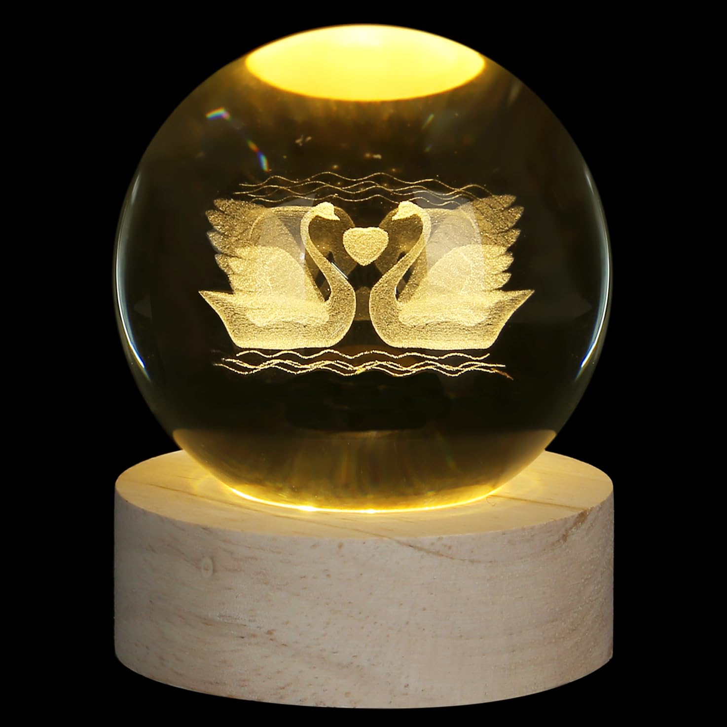 XIANNVXI 3D Double Swan Crystal Ball Paperweight Ornament Meaningful Gifts for Him Her Matching Presents for Couple His and Hers Gifts for Anniversary Valentines Engagement Decorations