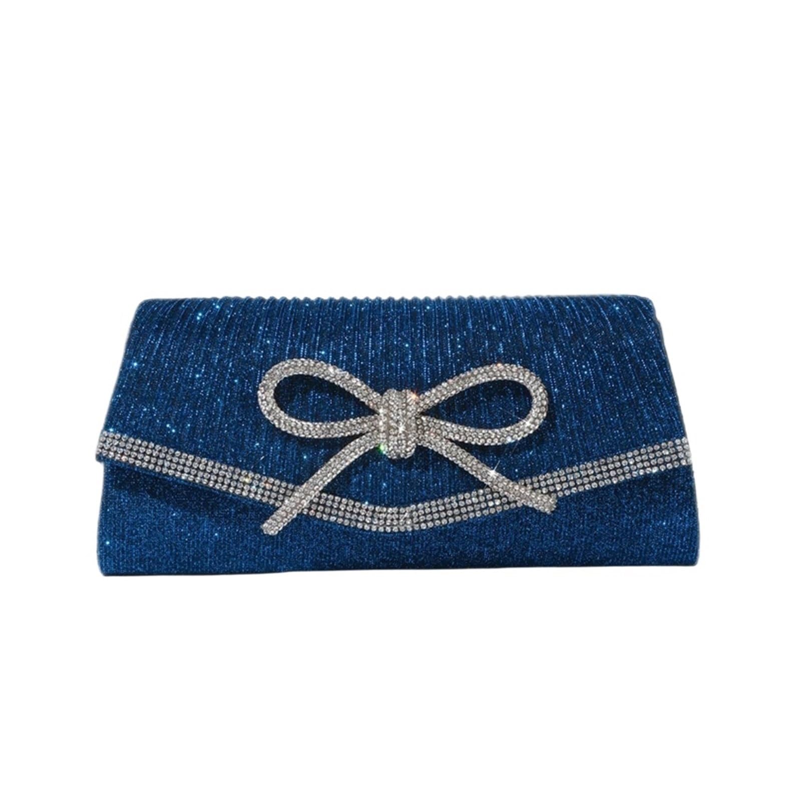 Borsa con Strass Bolso de noche for mujer, bolso con lazo, hombro brillantes y diamantes imitación, correa ajustable, for boda, fiesta, graduación