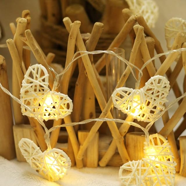 1PC Decorative Romantic 1.2 Meters Heart Shape Rattan Heart Shape Ball String Lights Fairy Lights for Garden Christmas Holiday Party Home