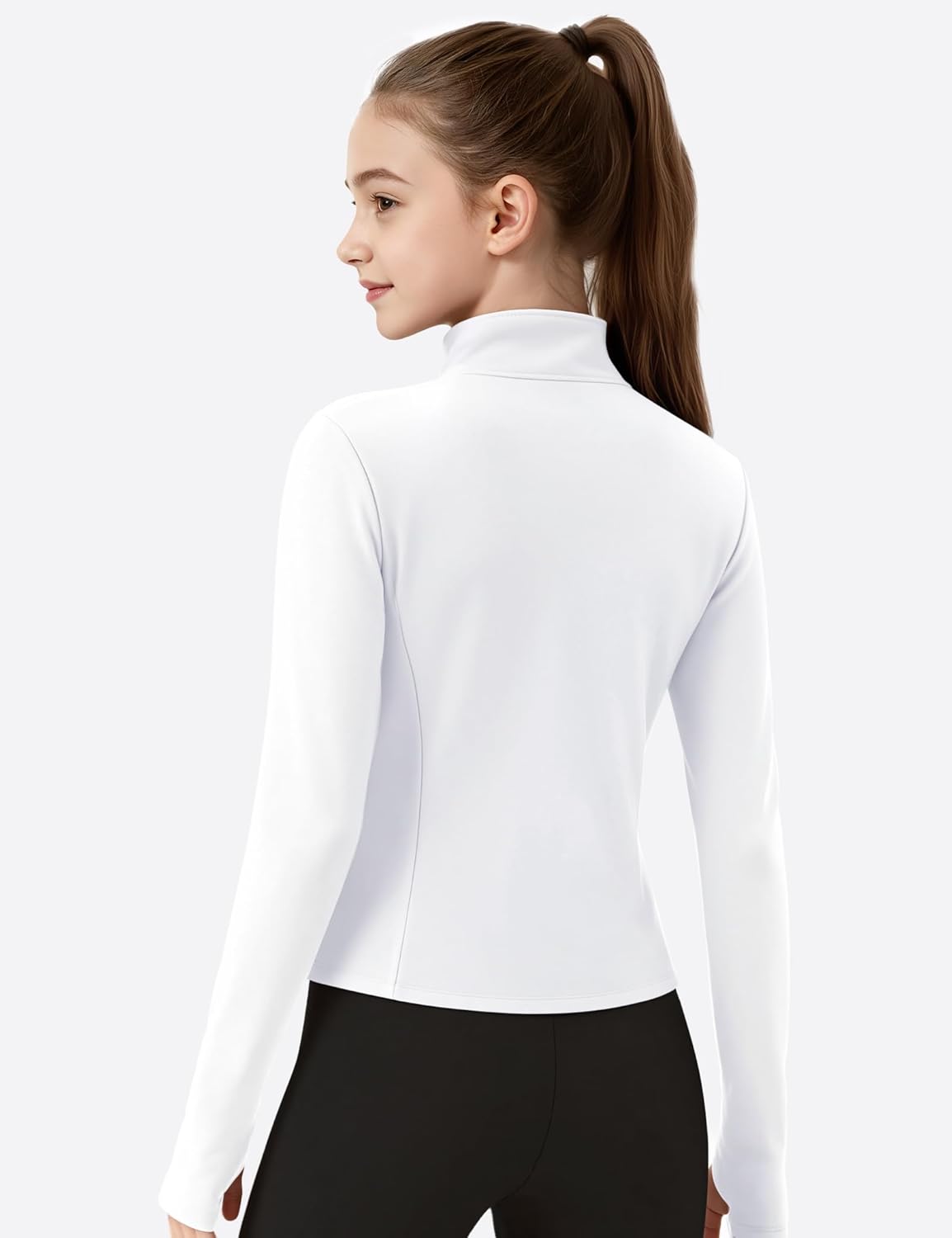 JOCMIC Girls Zip Up Jacket Horse Riding Shirts Kids Athletic Jackets Fall Winter Outerwear - Image 3