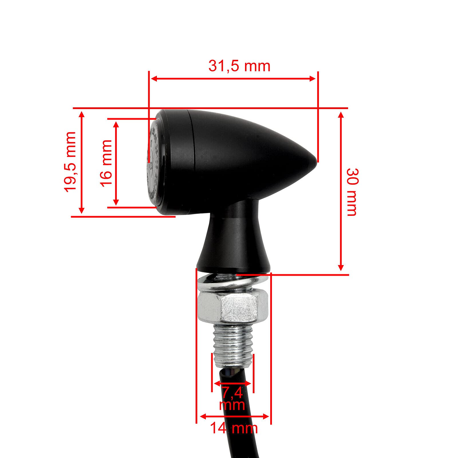 Dock66 LED Blinker mit Rück-/ Bremslicht Micro Bullet schwarz, mit ECE