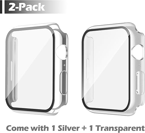 Miniatura 2 de Misxi Paquete de 2 - Funda impermeable, antiarañazos con botón para Apple Watch Series 6, SE, Series 5, Series 4, de 44 mm, funda rígida de