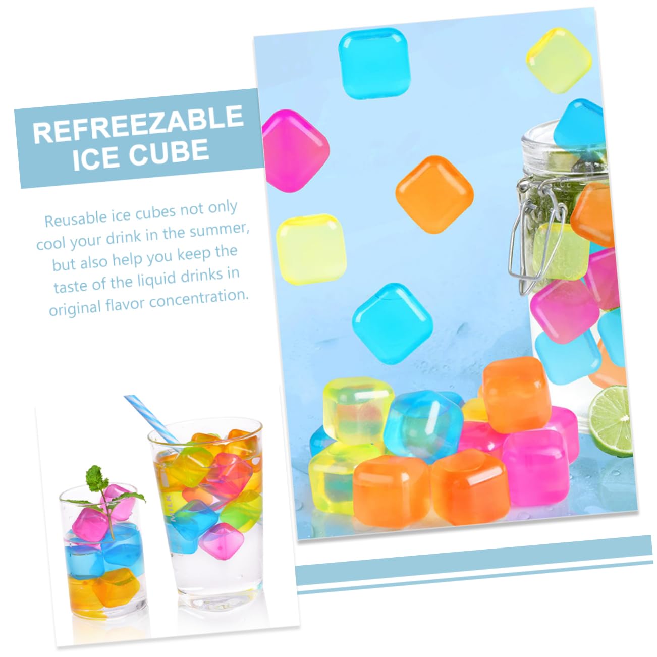 GLEAVI Cubitos De Hielo Reutilizables Para Bebidas Cócteles Y Vino Enfriamiento Para Picnics Y Actividades 20 Piezas*4
