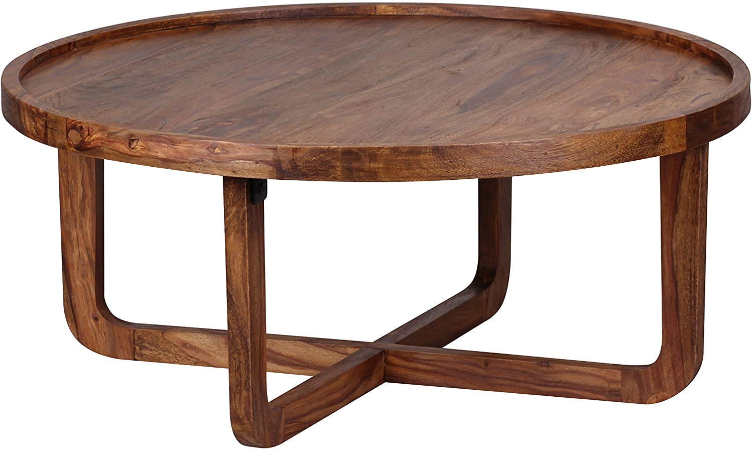 Solid Sheesham Wood Round Center Coffee Table for Living Room Tea Table Furniture for Home I Natural Teak Finish-image-25