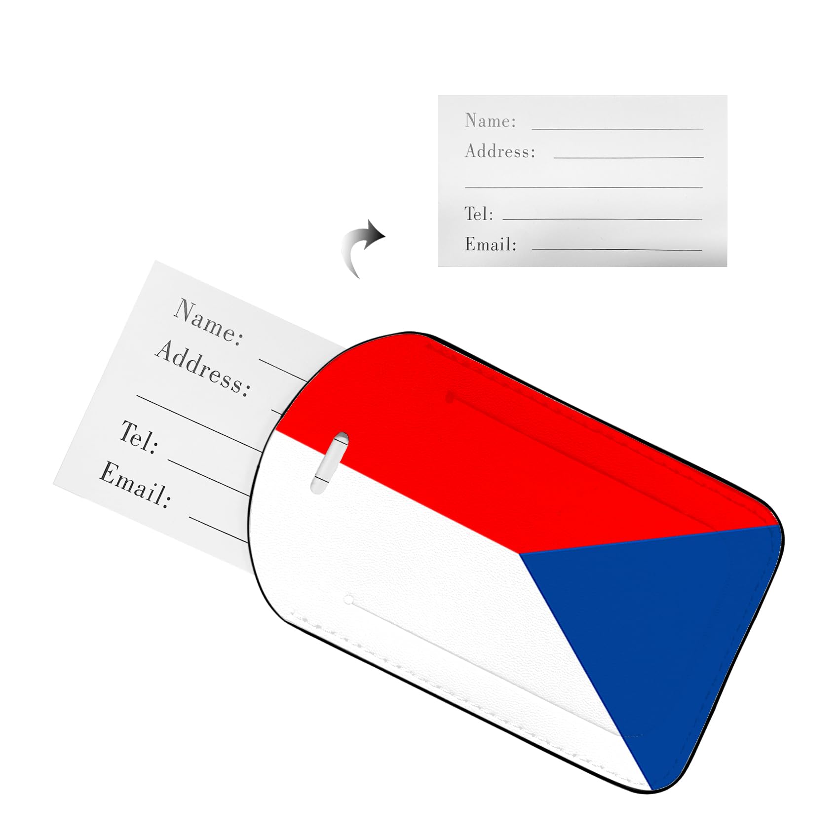 Etiqueta de equipaje personalizada de la República Checa, etiqueta de equipaje de cuero personalizada para maletas, protección de privacidad, etiquetas de viaje, etiquetas de identificación para