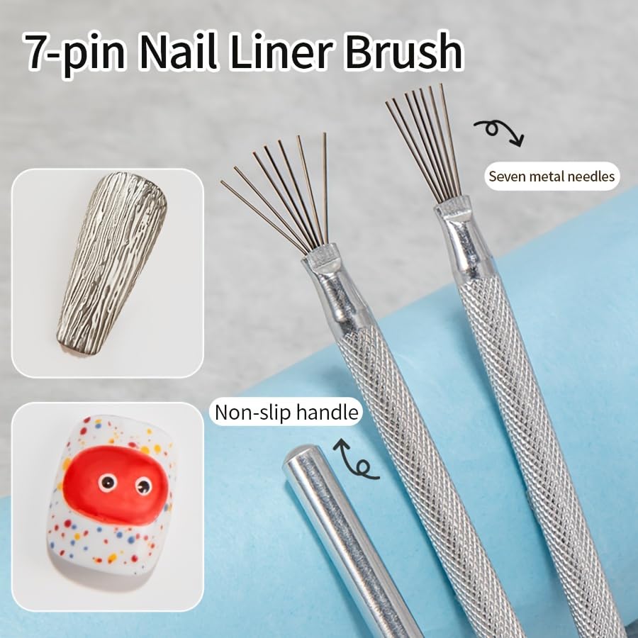 Multifunctional Nail Art Liner Brush, Nail Painting Brush Nail Art Seven Needle Pen Painting