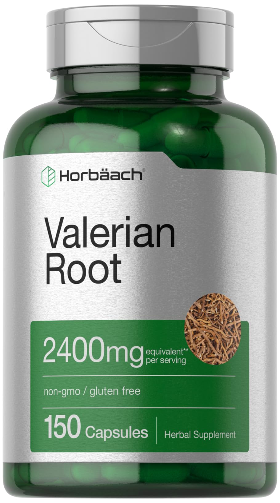 Horbäach Valerian Root Capsules | 2400 mg | 150 Count | Extract Supplement | Non-GMO, Gluten Free
